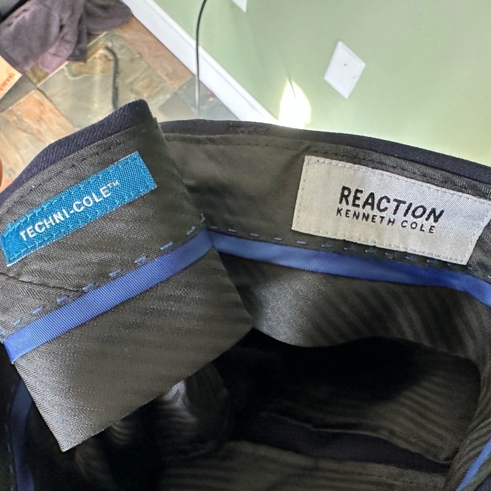 Kenneth Cole Techni-Cole Suit 2 Piece Jacket Pants Set Blue Men Sz 38R 31W Blue  - Picture 13 of 16